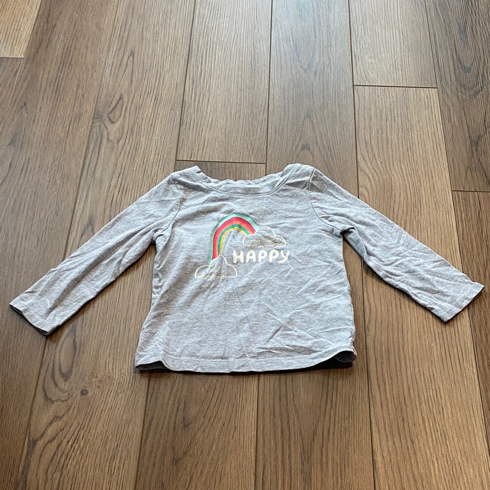 Cat & Jack Gray Long Sleeve Shirt with Rainbow